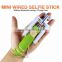 Factory Super Hot Selling Mini selfie stick for iPhone 6, AUX selfie stick with Folding Clip, Pocket selfie stick for gift