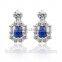 EZ-32 Crystal Micro Paving Brass Material Rhodium Plated Silver Wholesale Big Stone Earrings With Blue Zircon