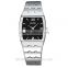 square shape vogue black dial steel wrist watch for woman