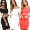 2016 New fashion dress women off-the-shoulder bodycon dress with short sleeves