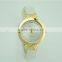 women fashion watch slim PU leather strap diamond gold case watch for ladies