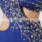 Factory Price Backless For Fat Women Blue Sexy Evening Dress New Arrival Slit Beaded One Shoulder Blue Sexy Evening Dress