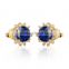 Sapphire cubic zircon bridal jewelry stud 18k yellow gold plated earring for anniversary
