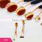 10Pcs Custom Logo Toothbrush Shaped Make Up Brush Set Include Oval Foundation Eyebrow Facial