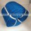 blue color 8mm Poly hollow braided rope, 16 strands braided rope used in swing,ski rope