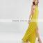 2017 Summer High Neckline Front Split Sexy Long Yellow Dresses For Women HSd9018