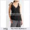 Wholesale Women Apparel V-neck Casual Black Broderie Anglaise Linen and Cotton-blend Camisole(DQE0387T)
