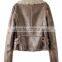 2015 latest design long sleeves PU leather turn collar lady tops fashion casual jacket