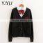 High quality winter knit cardigan sweater fashion black thick school uniform