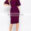 New Style Exaggerated Angel Sleeve Pencil Dress with Open Back Women Midi Dress