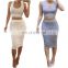 2 Piece Set Club Midi Bandage Bodycon Party Dresses for summer