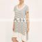 2016 new style short sleeve cut out back stripe t shirt dress for summer