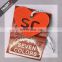 custom Laser engraving logo paper with screen printed metallic luster fabric hang tag for clothing