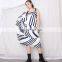 TWOTWINSTYLE Elegant Striped Asymmetrical Dress Strapless Off Shoulder Backless Bow Zipper Korean