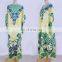 2019 New Bohemian Printed V-Neck Half Sleeve Summer Beach Dress Green Cotton Tunic Women Beachwear Midi Dress Robe de plage