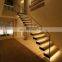 Interior stair customized elegant fancy glass railing staircase for Villa project