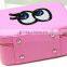 Pink Leather Girl cosmetic train case,custom Leather makeup carrying box,Beauty vanity artist case