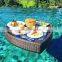 High Quality PE Heart Rattan Floating Pool Tray Hotel Water Floating Breakfast Serving Tray