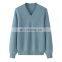 OEM ODM Custom Fashion 100% Pure Cashmere Women's Winter Pullover Casual Knitted V-Neck Sweater