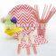 Wholesale Red Chevron Paper Tableware Plate Cup Straw