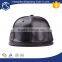 Blank genuine leather 6 panel cap with silk strap