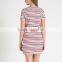 Latest fashion round neck colorful designed stripes/color pencil skirt