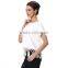 Women Fashion Round Neck Hollow Solid Short Crop Tops