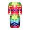 Fashion women half sleeve Ladies printing short dress 3D formal dress women