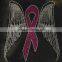 fashion breast cancer wings design rhinestone iron on transfer