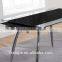 L808C Contemporary Circular Glass Chrome Metal Extending Dining Table Home Patio