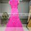 ASAM-01 Sleeveless O-neck Zipper Back Court Train Satin Mermaid Evening Dresses 2016