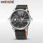 WEIDE Brand 2016 Men Casual Watch Business Style Two Time Zone 3ATM Waterproof Black Leather Strap China Top Sale Wrist Watch