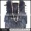 High Quality Fringed leather vest raccoon fur fight