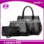 shiny PU classic 3 pcs of tote bag/purse/shoulder bag black PU women bags 2016