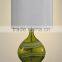 Finland chrome base bedside table lamp with electroplate lampstand and off-white barrel shade