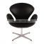 Aluminum Swivel base hotel lounge leather swan chair