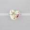 Double-sided Puffed Heart With Flower Multicolored Porcelain Bead