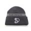 Custom knitted beanie hat with applique embroidery