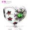 X353 Solid Pure 925 Antique Silver Charms Heart Christmas Diamond Snowflake Charm For Women