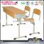 School sets wooden desks /study table bench cheap used double attached adult student desk