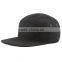 Black wool blend 5 panel hat and cap nylon strap