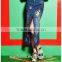 european style ladies front split embroidered long denim skirts