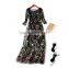 Maxnegio maxi dress woman long sleeve embroidery guinea brocade women casual dress