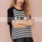 Stripe knit ladies custom raglan t-shirt