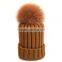 Myfur Elegant Pom Beanie Hat Women Winter Knitted Hat with Fur Pom