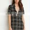 Hot seller slim pencil women dress,grid patterned women dress shirts