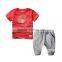 Wholesale summer cotton printing boys kids clothes clothing set