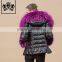 Best Price Fashion Black Color Winter Fur Lightweight Down Jacket Women'S Overcoat with Big Soft Fur Collar And Cuff