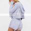 Women pullover cropped dolman style long sleeves hoodie and super ccomfy shorts set