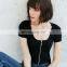 Wholesale Fashion Personalized Plain Color Scoop Neck Zipper Short Women T-shirt